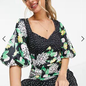 Black Floral Midi Dress